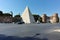 ROME, ITALY - JUNE 22, 2017: Amazing view of Pyramid of Caius Cestius and Porta St. Paolo in city of Rome