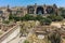 ROME, ITALY - JUNE 24, 2017: Panorama of Roman Forum and Capitoline Hill in city of Rome