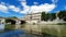 ROME. ITALY. May 21, 2019 tourist boat sailing on the Tiber river on the background of the Supreme court of Italy