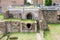 ROME, ITALY - MAY 3, 2019: Remains of ancient sewer pipes at the church of Santi Luca e Martina