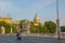 Rome, Italy - May 30, 2018: Ponte Vittorio Emanuele II and statues on it. The bridge across the Tiber.