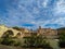 ROME, ITALY - OCTOBER 9, 2022: City view, Isola Tiberina and bridge Ponte Cestio, Tiber river