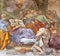 ROME, ITALY - SEPTEMBER 1, 2021: The fresco of Dormition of Virgin Mary in church Basilica di Santa Maria in Aracoeli