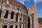 Rome, Italy - September 22, 2022 - A scenic view of Roman colosseum on a sunny late summer afternoon