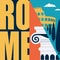 Rome, Italy vector illustration, postcard. Travel to Rome modern flat graphic design element