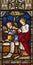 ROME, ITALY: The Visit of Peter and John to the Empty Tomb on the stained glass of All Saints\' Anglican Church