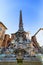 ROME - JULY 21, 2015: Fountain of the Pantheon (Fontana del Pantheon) closeup at Piazza della Rotonda.