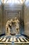 Rome, Lazio, Italy. July 25, 2017: Baptismal font with statue of