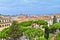 Rome panorama building evening. Rome rooftop view with ancient architecture in Italy at sunset