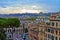 Rome panorama building evening. Rome rooftop view with ancient architecture in Italy at sunset