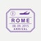 Rome passport stamp. Italy airport visa stamp or immigration sign. Custom control cachet. Vector illustration.