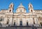 Rome - Piazza Navona and baroque Santa Agnese in Agone church in morning light.