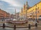 Rome - Piazza Navona in morning and Fountain of Neptune (1574) created by Giacomo della Porta and Santa Agnese in Agone