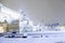 Rome: Piazza Venezia, the altar of the homeland with snow.