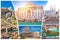 Rome postcard. Eternal city of Rome famous landmarks tourist postcard view, with city name label