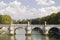Rome river Tiber with bridge