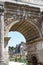 Rome, ruins of the Imperial forums of ancient Rome. Arch of Sep