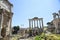 Rome, ruins of the Imperial forums of ancient Rome. Arch of Sep