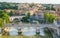 Rome skyline as seen from Castel Sant`Angelo, with the bridges of Vittorio Emanuele II and Prince Amedeo Savoia Aosta.