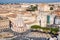 Rome skyline and Trajans Column in Rome, Italy