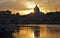 Rome - sunset over Angel s bridge and basilica