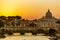 Rome, sunset scenery over the Tiber