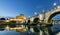 Rome sunset, Tevere river bridge under Santangelo Castle