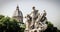 Rome, travertine sculptures in Vittorio Emanuele II bridge.