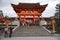 Romon Gate of Fushimi Inari Shrine, Tourist travel to visit the Fushimi Inari shrine in Kyoto, Japan