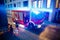 Romrod, Hessen, Germany - November 10, 2020: Families and children interact with firefighters. Fireman with medical mask