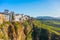Ronda, Spain: Landscape of white houses on the green edges of steep cliffs