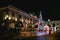 Ronda town square with colorful Xmas decorations