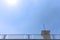 Roof building and blue sky in strong sunlight, uprisen angle vie