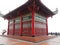 The roof of a chinese temple with a misty background. Foggy background.