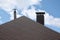 The roof covered with a modern flat bituminous waterproof coating under a blue sky