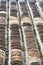 A roof covered with traditional terracotta tiles in Vietnam.