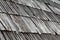 Roof covering from old gray wooden planks