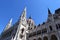 Roof and cupola and towers of the Hungarian Parliament. stone ornaments