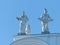 The roof is decorated with sculptural figures of female collective farmers. Sanatorium `Rodina`, built in 1950-1955