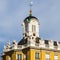 Roof details of Side-Buildings and Clocktower of Castle Karlsruhe. In Karlsruhe, Baden-WÃ¼rttemberg, Germany