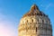 Roof and dome Pisa Baptistery sky before sunset