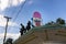 The roof of the ice cream stand Rich & Creamy with the blues brothers figures, in the city of Joliet, aling the historic route 66