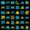 Roof icons set vector neon