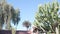 Roof of old mexican house tiled, ceramic clay tiles. Suburban California garden.