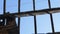 Roof rafters of derelict building after fire