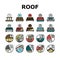 Roof Replacement Job Collection Icons Set Vector