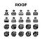 Roof Replacement Job Collection Icons Set Vector