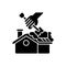 Roof snow removal black glyph icon