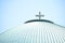 Roof of St. Hedwig`s Cathedral with a Bright Blue Sky Background