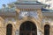 The roof and superstructure of an old house with magnificent stucco, built in 1897-1898.